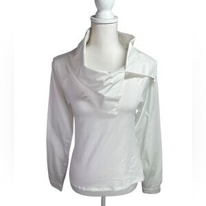 Crea Concept Stylish White Minimalist Long Sleeve Top Size 38 US Size 6